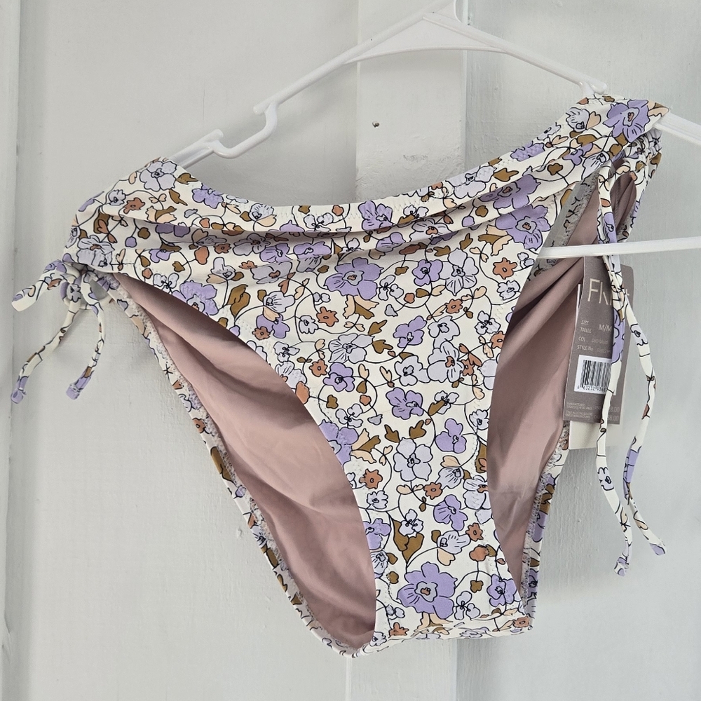 NWT Flirtt by Gottex Floral Side-Tie Bikini Bottoms - Size Medium